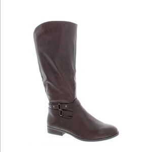 Style & Co Kindell Faux Leather Chocolate Brown Riding Boots Size 7.5M New